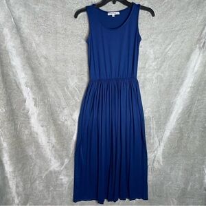 Velvet Torch Blue Sleeveless Scoop Neck A-Line Midi Dress Size XS Elastic Waist